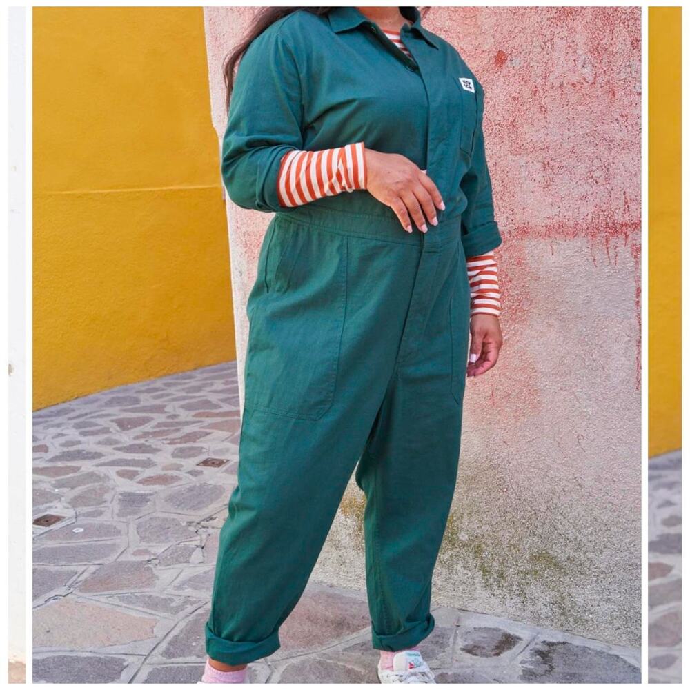 Lucy & Yak Corey Boilersuit – Dark Green Utility Jumpsuit- XL